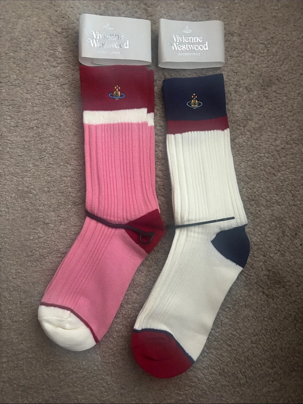 Vivienne Westwood Pink & Navy Colorblock Crew Socks